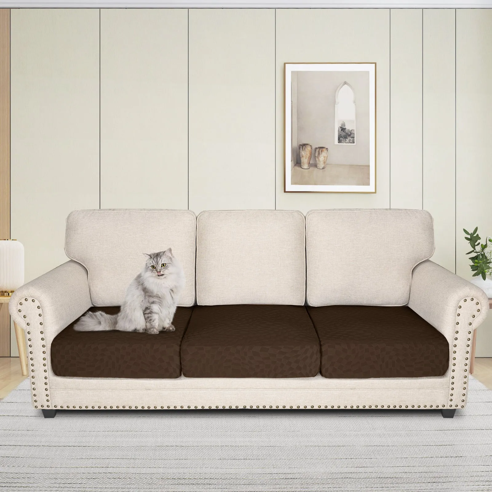 Irregular Plaid Pattern Waterproof Sectional Cushion Couch Covers