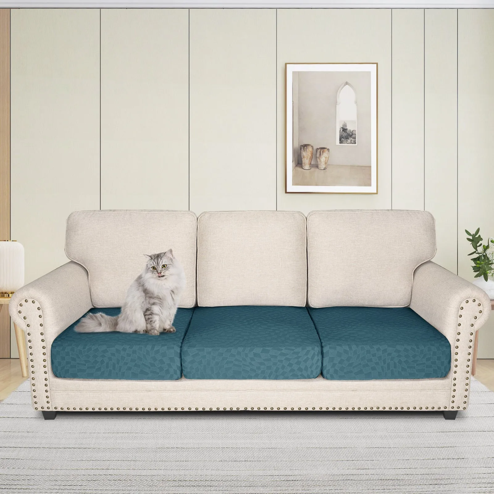 Irregular Plaid Pattern Waterproof Sectional Cushion Couch Covers