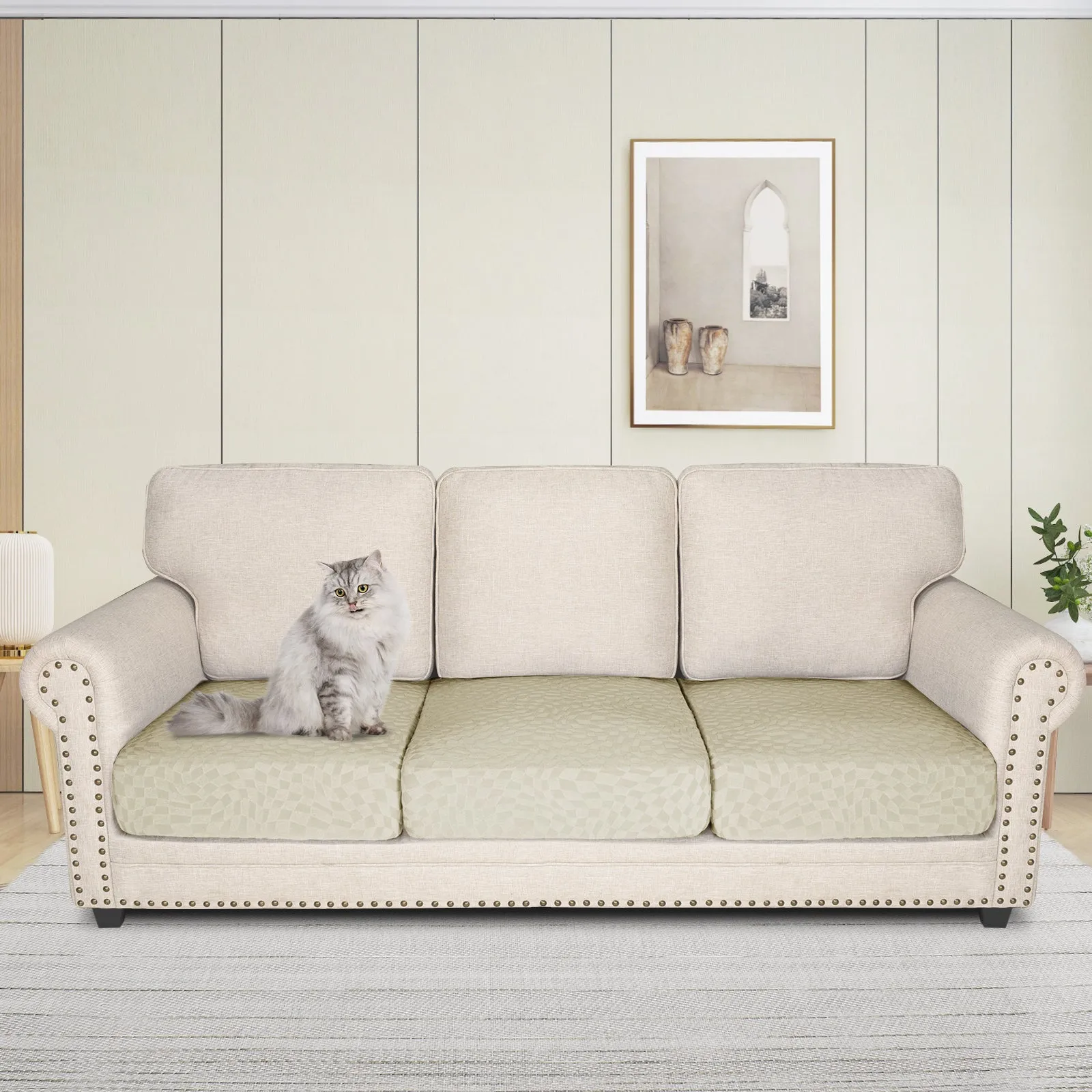 Irregular Plaid Pattern Waterproof Sectional Cushion Couch Covers