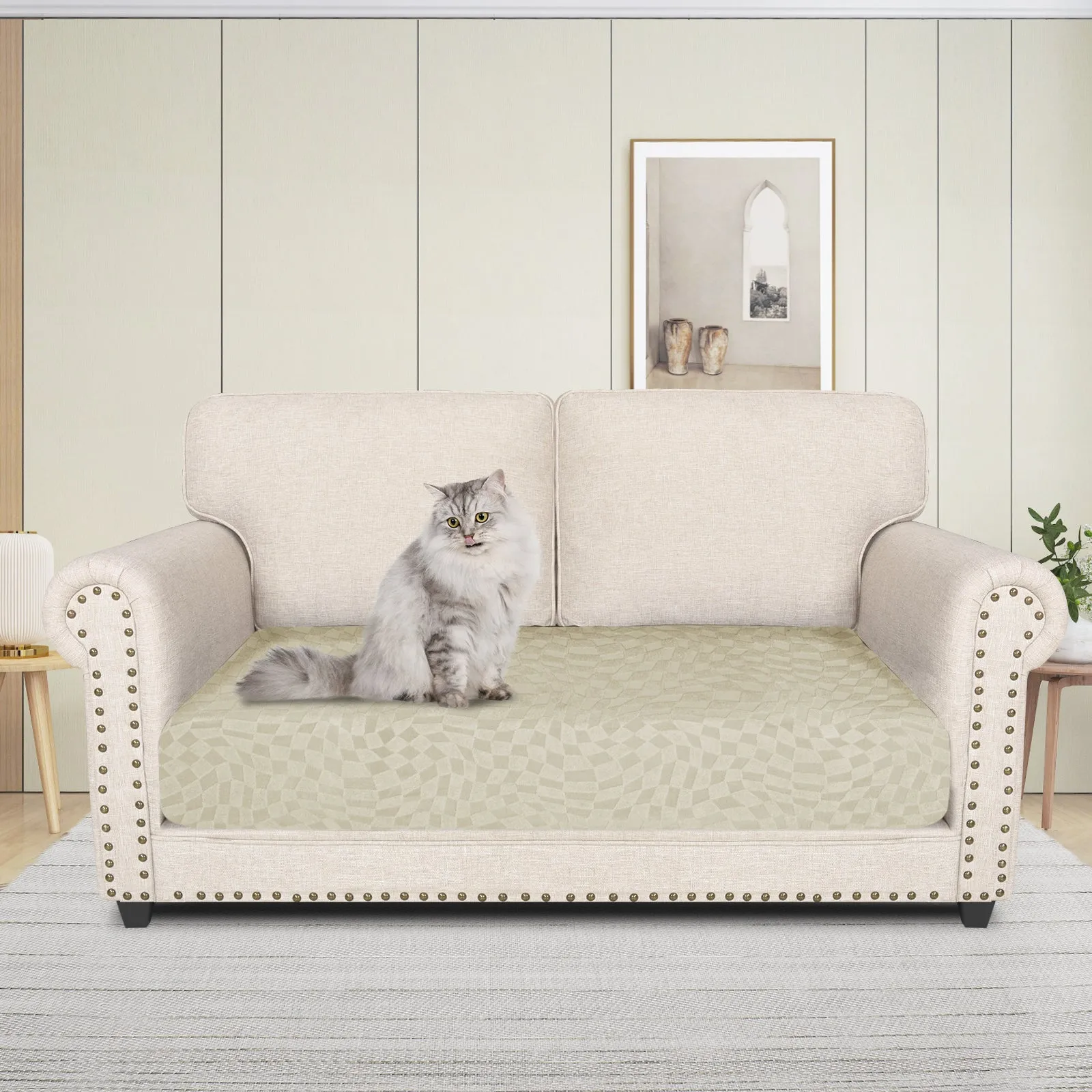 Irregular Plaid Pattern Waterproof Sectional Cushion Couch Covers