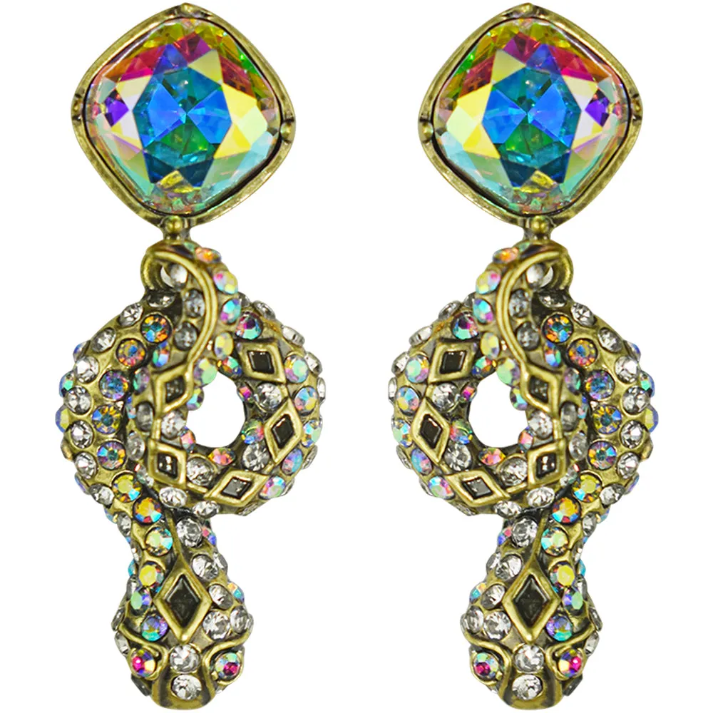 Medusa Crystal Serpent Pierced Earrings