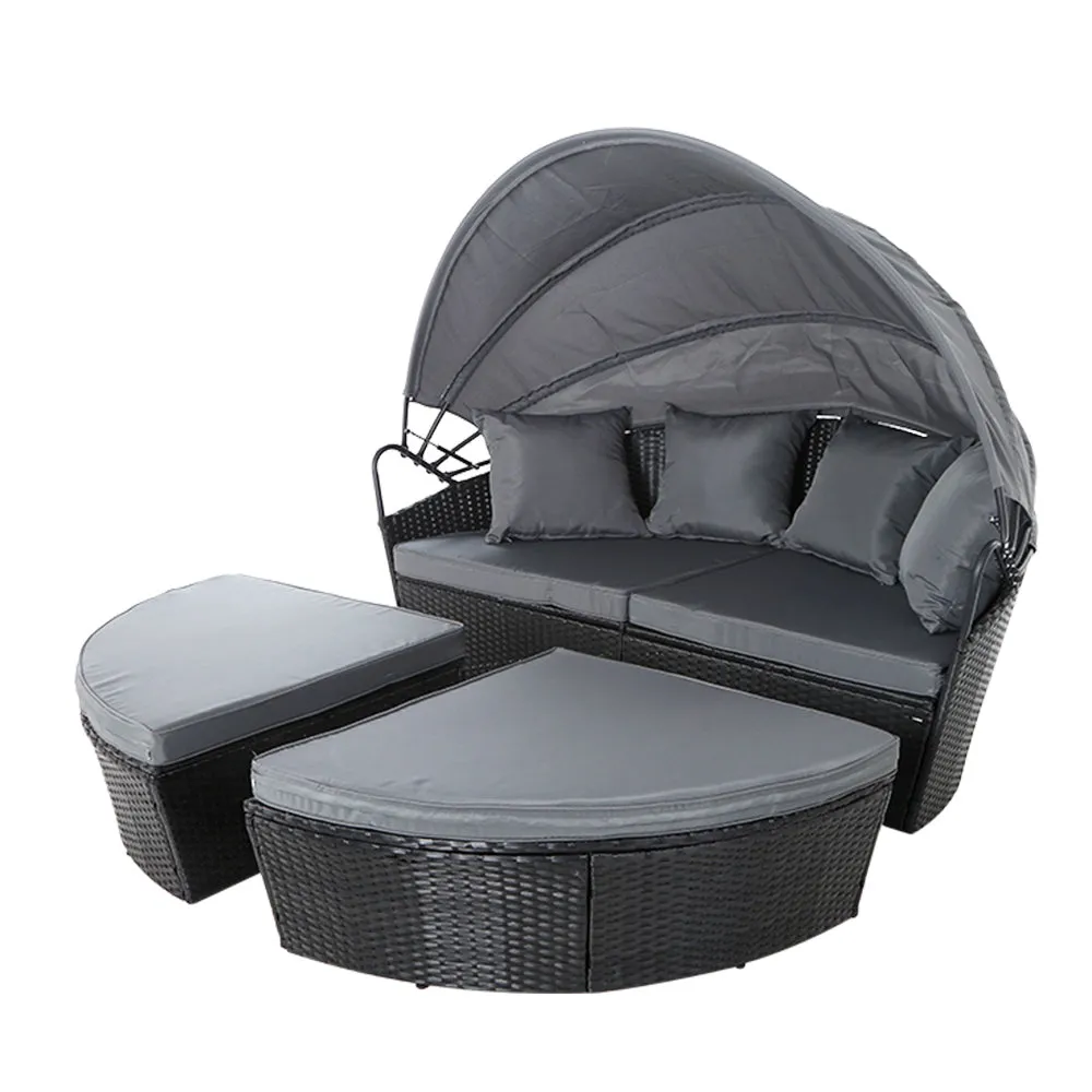 Modular Sun Lounge Wicker Day Bed with Canopy, Gardeon