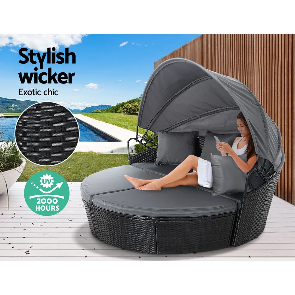 Modular Sun Lounge Wicker Day Bed with Canopy, Gardeon