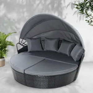 Modular Sun Lounge Wicker Day Bed with Canopy, Gardeon