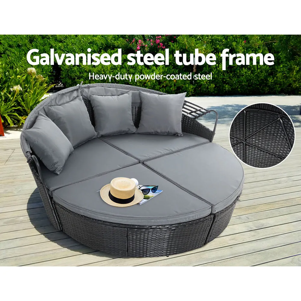 Modular Sun Lounge Wicker Day Bed with Canopy, Gardeon