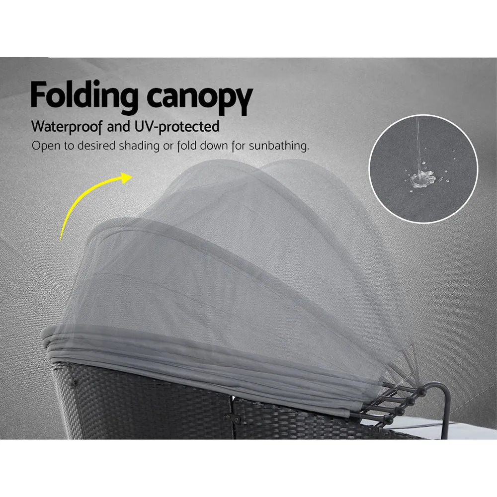 Modular Sun Lounge Wicker Day Bed with Canopy, Gardeon