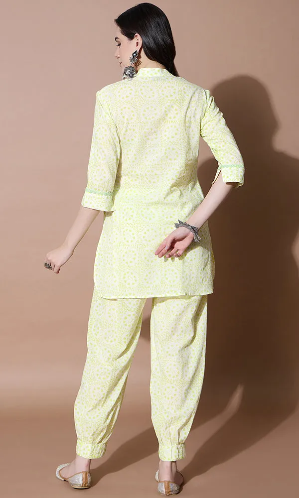 Neon Floral Print Coord Set for Women