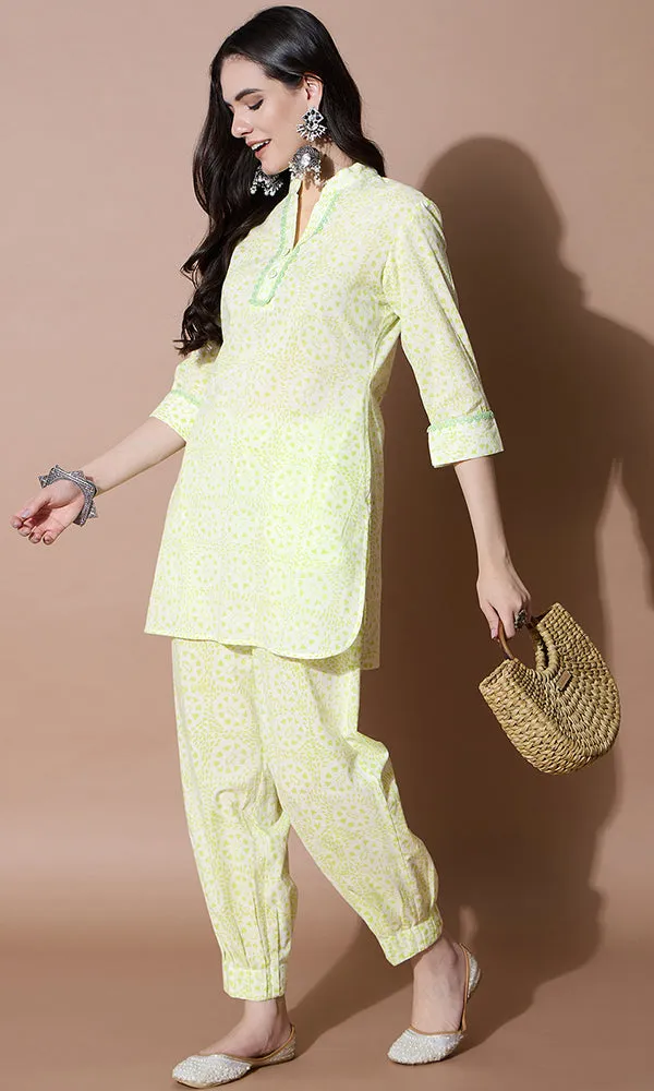Neon Floral Print Coord Set for Women