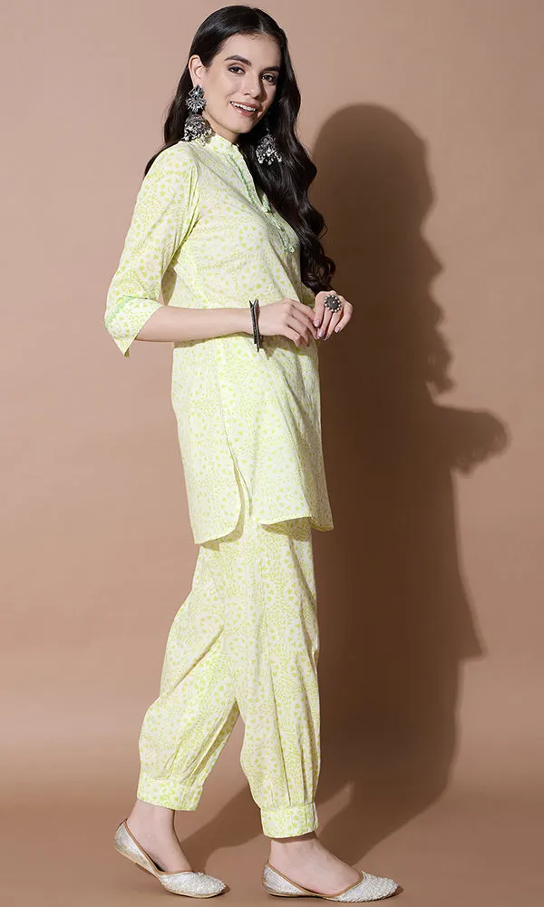 Neon Floral Print Coord Set for Women