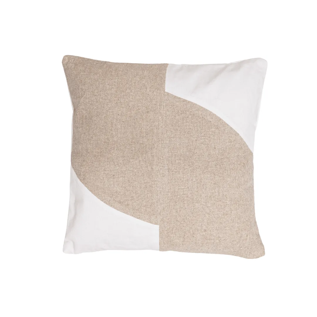 Patchwork Cotton Cushion | White / Natural 50x50cm