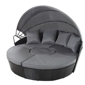 PE Wicker Daybed Sun Lounge Setting Pool Chair Sofa Bed Lounger Outdoor Furniture