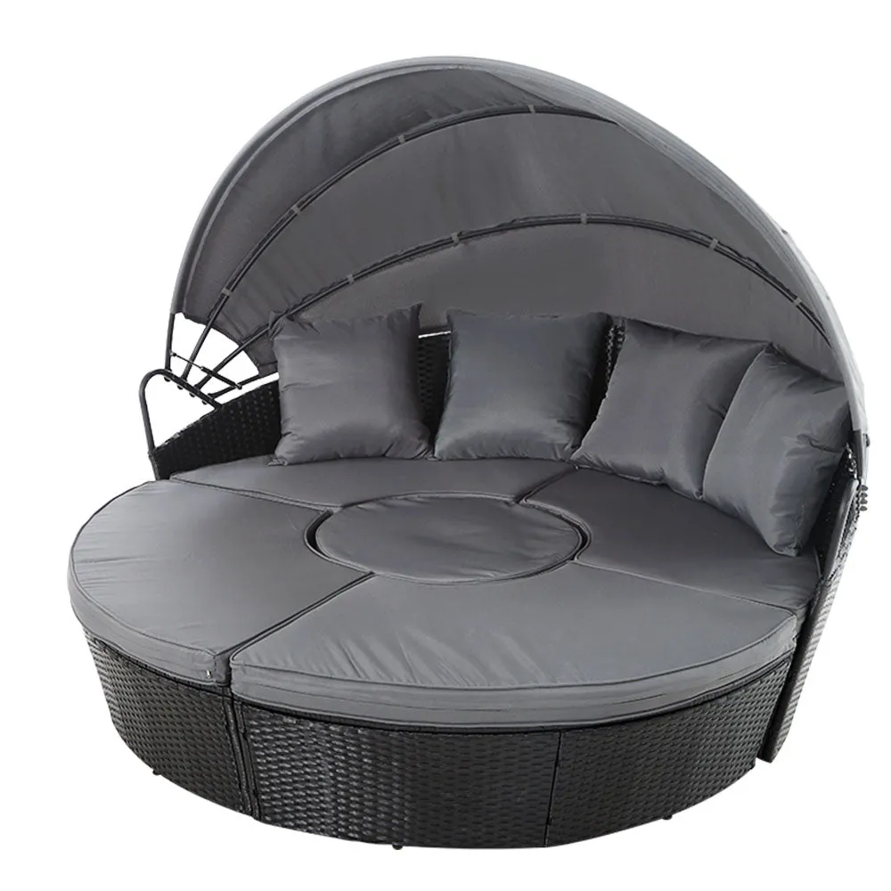 PE Wicker Daybed Sun Lounge Setting Pool Chair Sofa Bed Lounger Outdoor Furniture