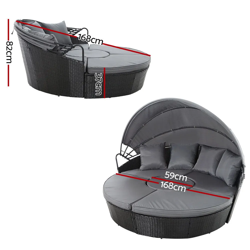 PE Wicker Daybed Sun Lounge Setting Pool Chair Sofa Bed Lounger Outdoor Furniture
