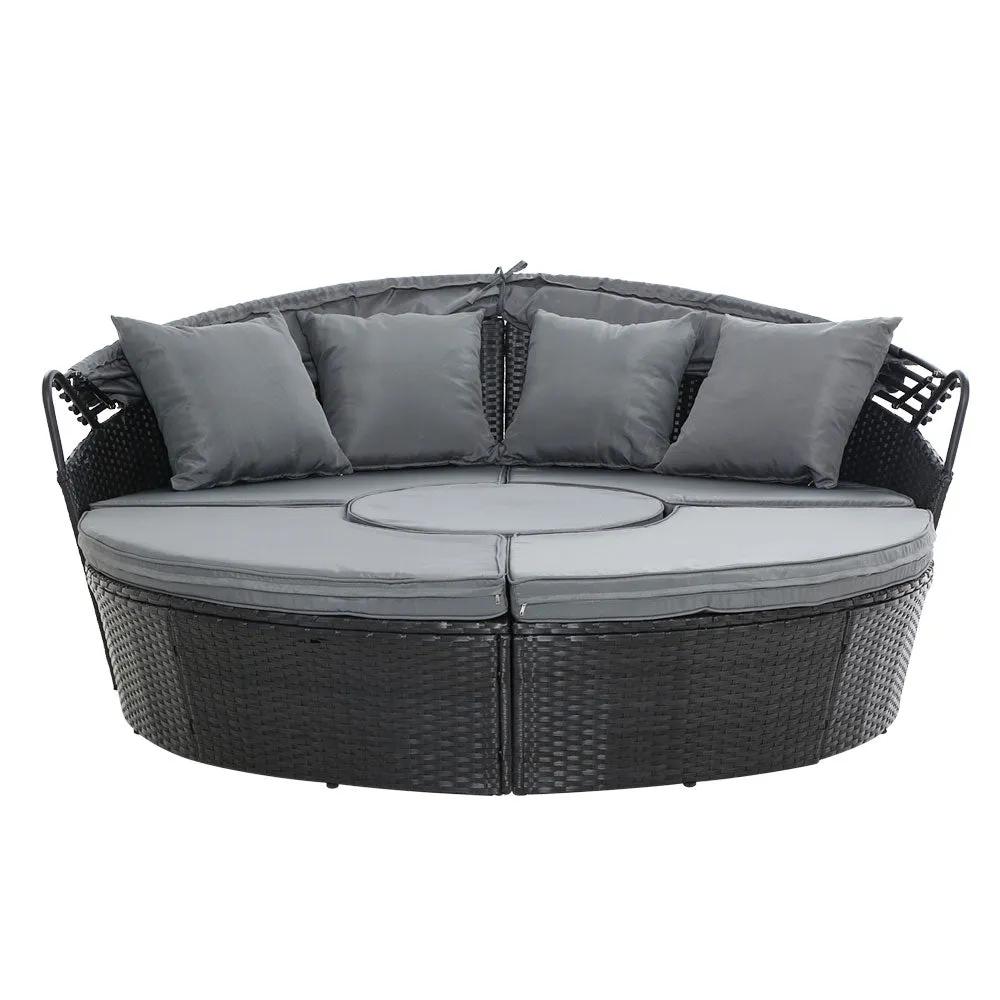 PE Wicker Daybed Sun Lounge Setting Pool Chair Sofa Bed Lounger Outdoor Furniture