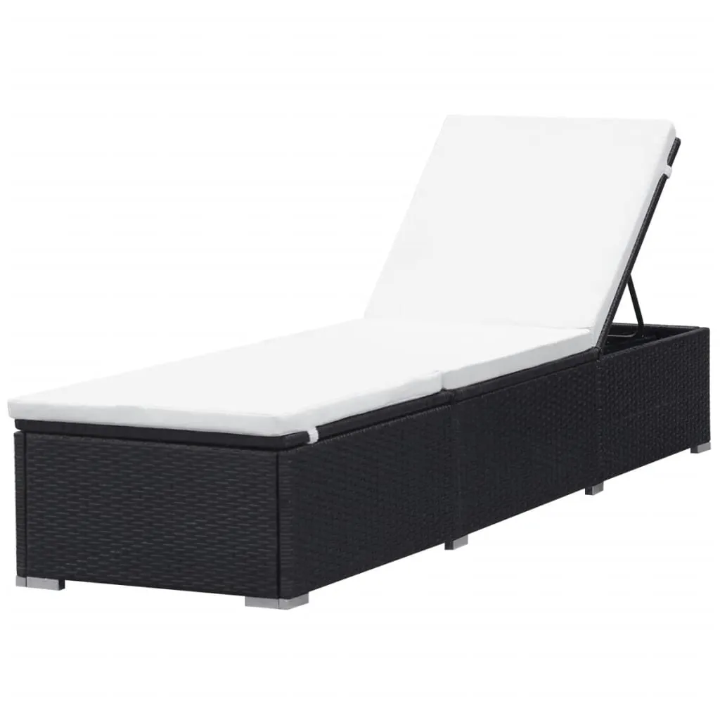 Sun Loungers with Cushions 2 pcs Poly Rattan Black