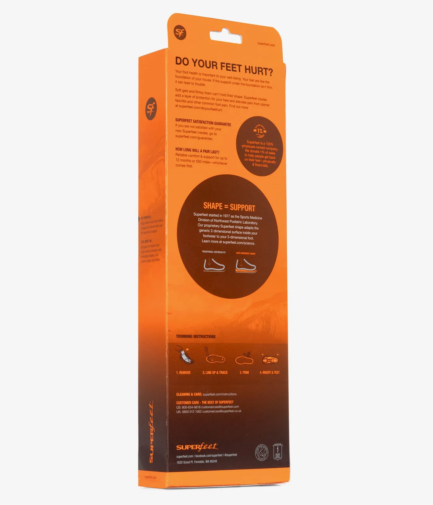 Superfeet All-Purpose High Impact Support Insoles (Orange)
