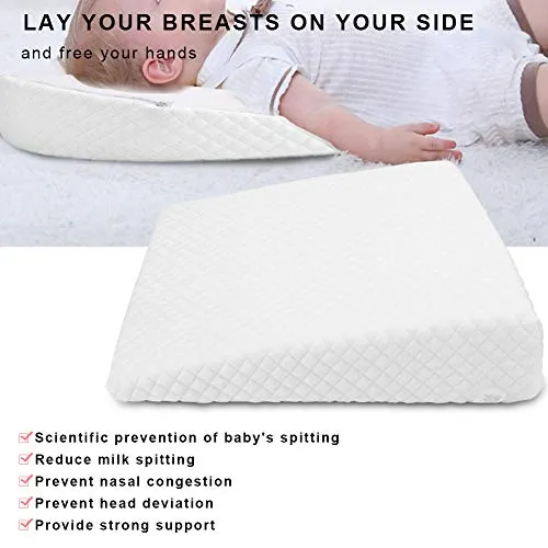 Teuopioe White Bassinet Baby Wedge Pillow Cushion to Prevent Flat Head White
