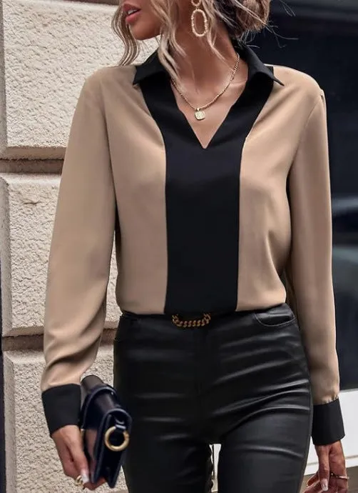V-neck Casual Long-sleeved Shirt