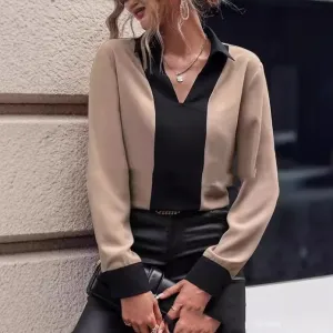 V-neck Casual Long-sleeved Shirt