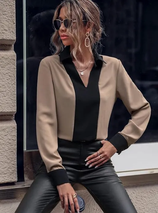 V-neck Casual Long-sleeved Shirt
