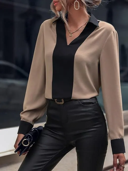V-neck Casual Long-sleeved Shirt