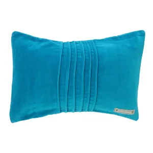 Velvet blue cushion with pin tuck detail