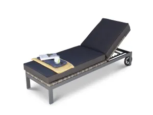 Verona Contemporary Grey Rattan Sun Lounger