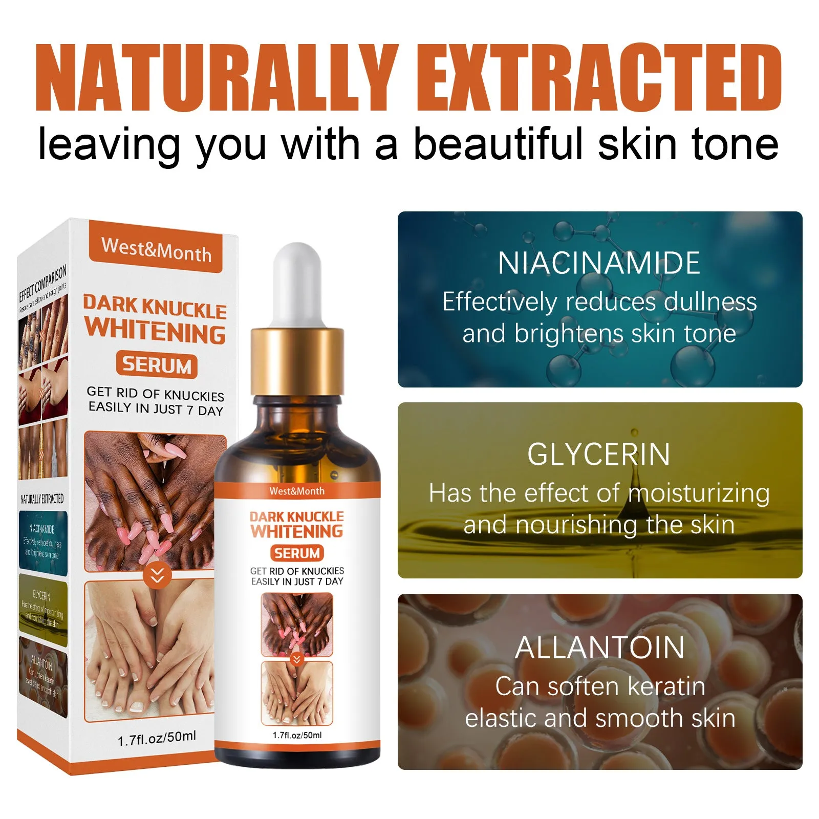 West&Month Skin Beauty Essence Brightens skin tone, knees and ankles, removes melanin, moisturizes, moisturizes and rejuvenates the skin