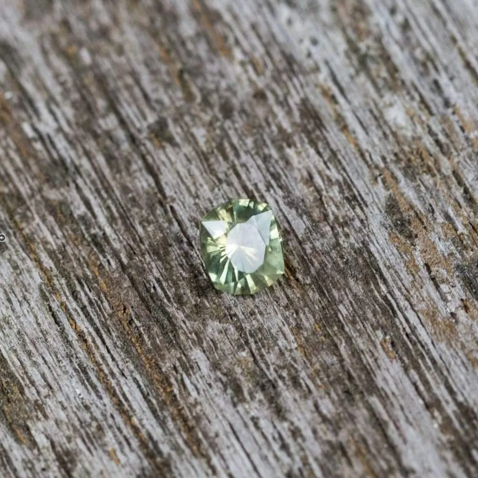 Yellow-Green Precision cut Cushion 5.4 x 4.6mm/0.72ct  Montana Sapphire Loose Gemstone