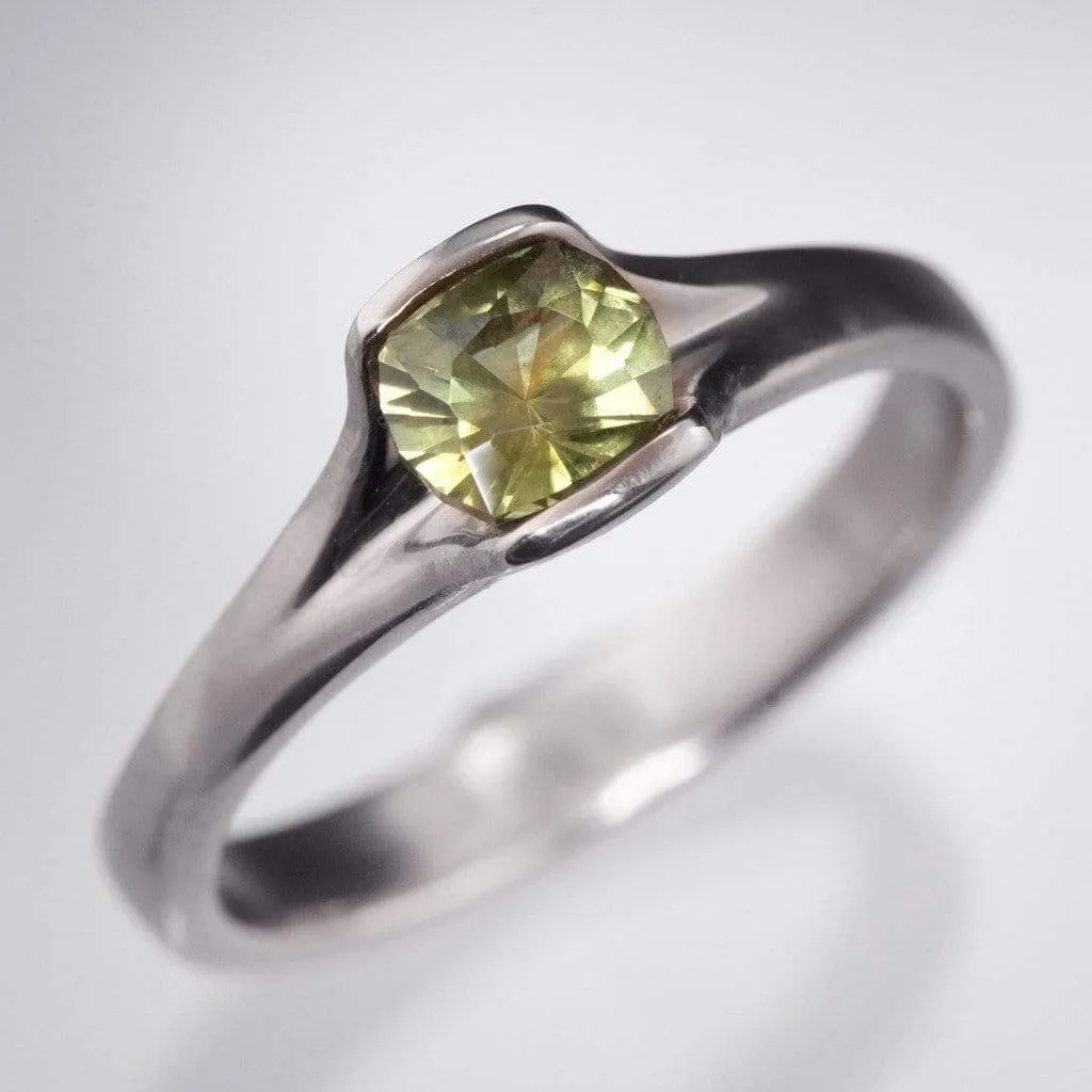 Yellow-Green Precision cut Cushion 5.4 x 4.6mm/0.72ct  Montana Sapphire Loose Gemstone