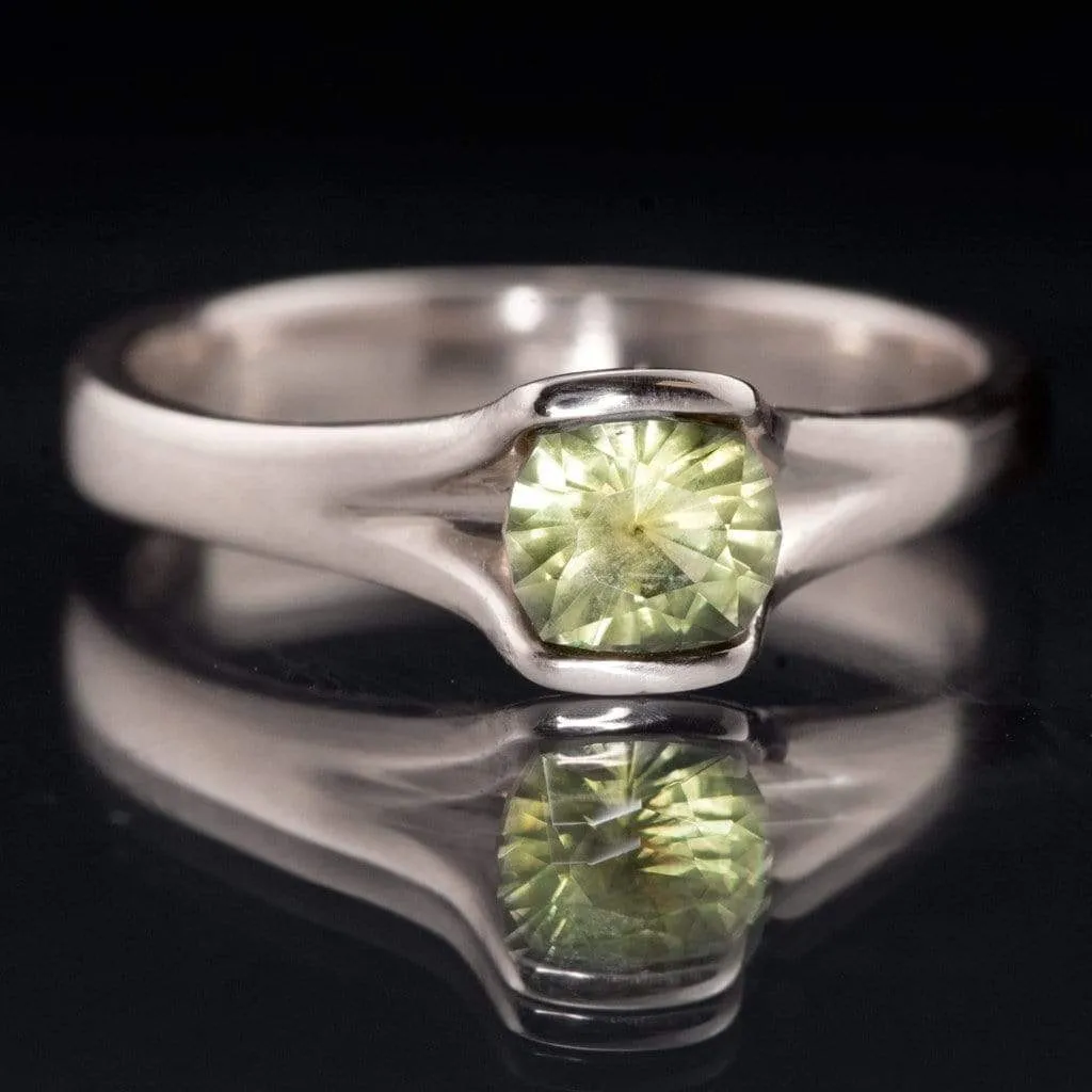 Yellow-Green Precision cut Cushion 5.4 x 4.6mm/0.72ct  Montana Sapphire Loose Gemstone