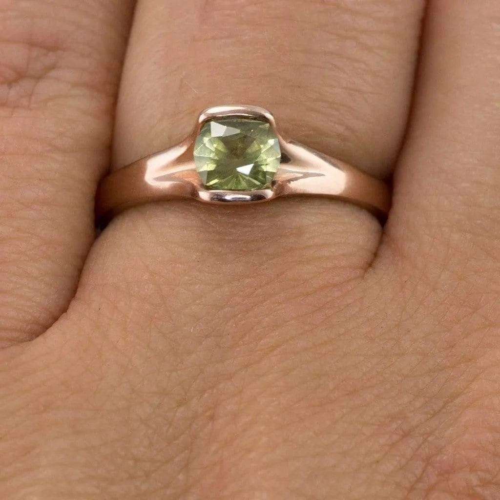 Yellow-Green Precision cut Cushion 5.4 x 4.6mm/0.72ct  Montana Sapphire Loose Gemstone