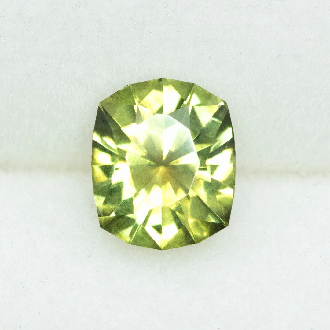 Yellow-Green Precision cut Cushion 5.4 x 4.6mm/0.72ct  Montana Sapphire Loose Gemstone